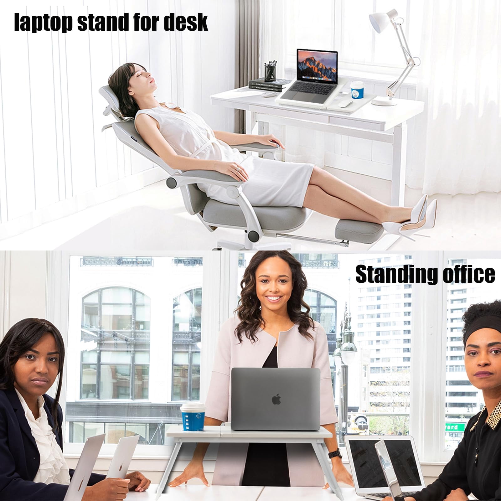 Laptop Desk For Bed Couch  Adjustable Foldable Table With Cup Holder Breakfast Serving Tray Portable Lap Stand Working Reading Writing Eating Gaming In Sofa Floor(white)