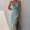 *Green, variant on ClodeEU Women's Sleeveless Cowl Neck Maxi Dress,Spaghetti Strap Formal Dress with High Slit Beige,Women's Plus L