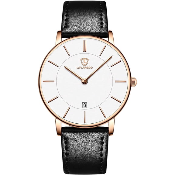 Men’s Quartz Watch Ultra-Thin Minimalist Dial Fashion Man Watch with Date Window, Leather Strap Waterproof Watch for Man Perfect Gift