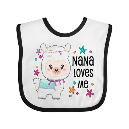 

Inktastic Nana Loves Me- Cute and Happy Llama Gift Baby Boy or Baby Girl Bib