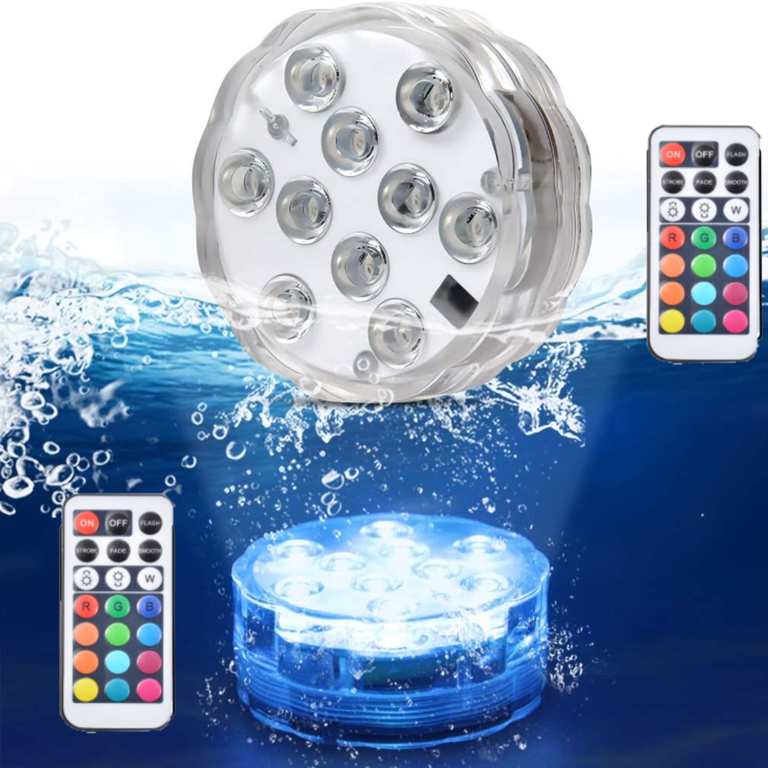 Submersible LED Lights with Remote RF,Full Waterproof Pool Lights for