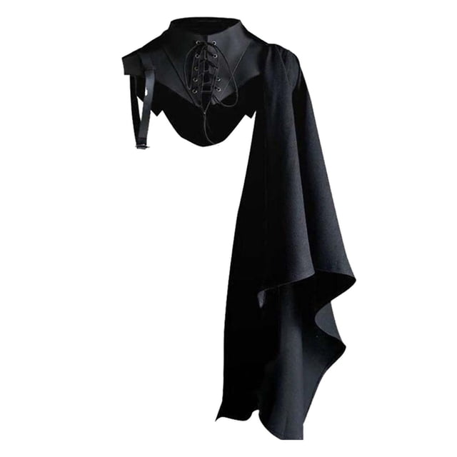 Mujeres Hombres Moda Hombro Capa Ropa Retro Cabo Gótico Punk Elástico L Zulema manto negro