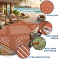 thumbnail image 4 of Reversible Waterproof Outdoor Rug - Plastic Straw Mat with Lines - Large, Easy Clean, Carry Bag Included - 9x12ft Terracotta Orange/White - USA Spec, 4 of 8