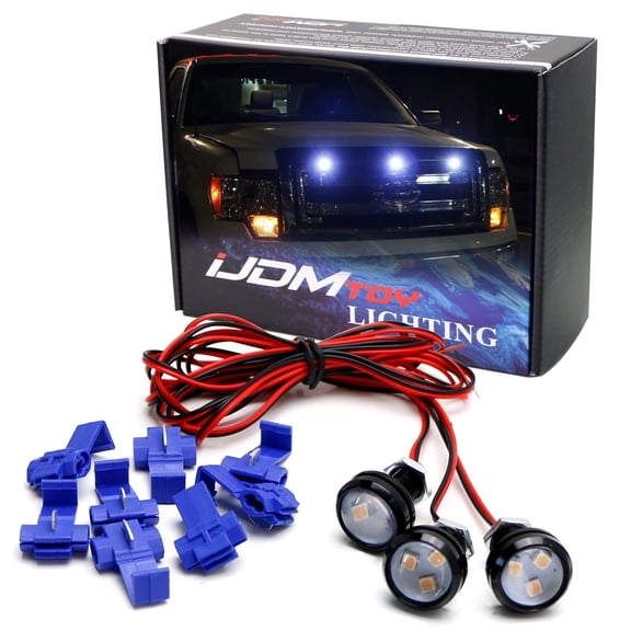 3pc Set Custom Retrofit Xenon White Front Grille Mesh Mount LED Lighting Kit For Trucks SUVs