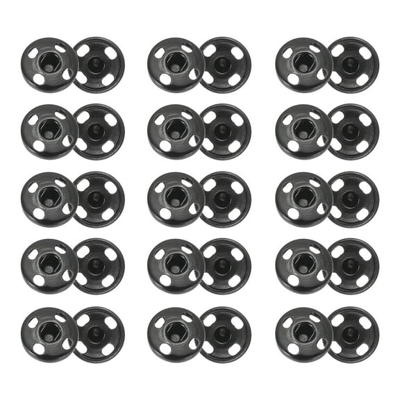 Uxcell 50 Sets Sew-on Snap Buttons, 10 mm Metal Invisible Press Studs Buttons, Brass Sewing Snap Fasteners for Fabric Clothing DIY Crafts (Black)