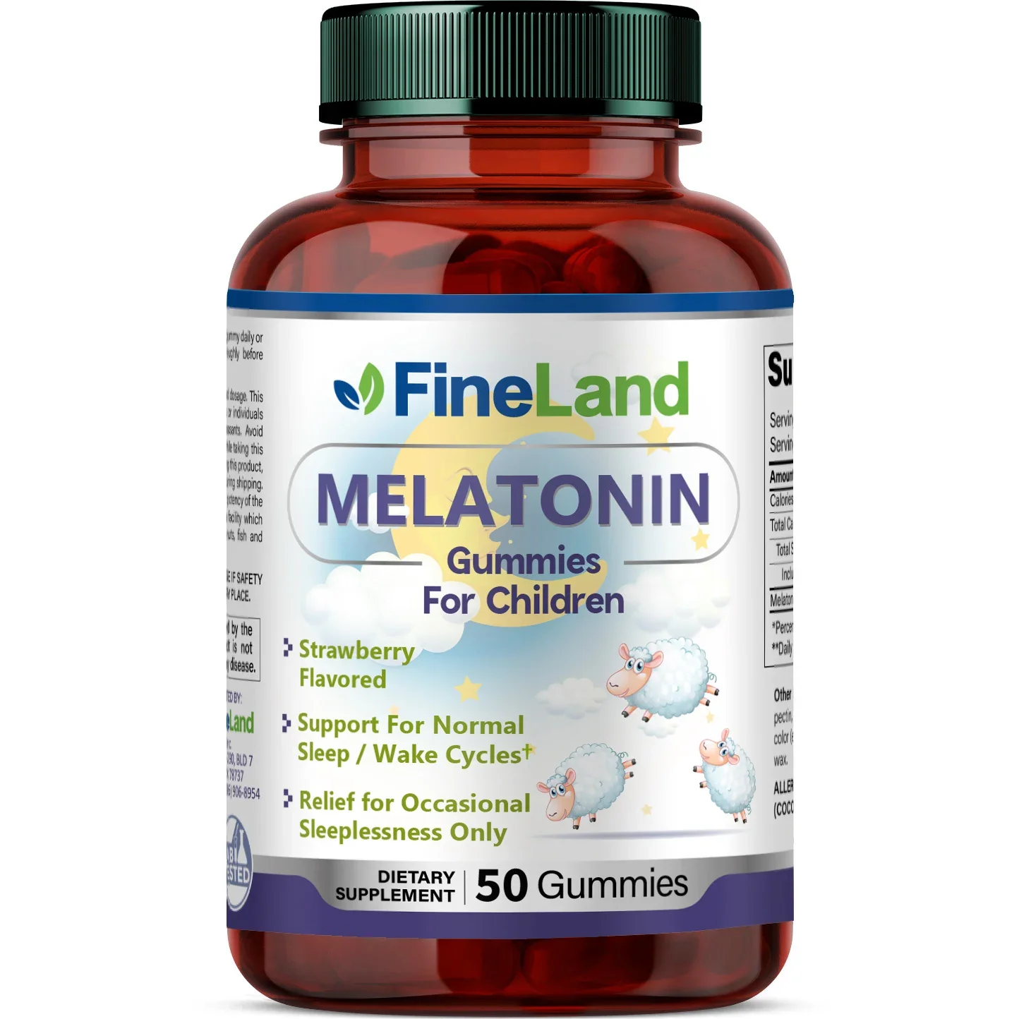 Fineland Children's Melatonin Gummies, Strawberry Flavor, 50 Count