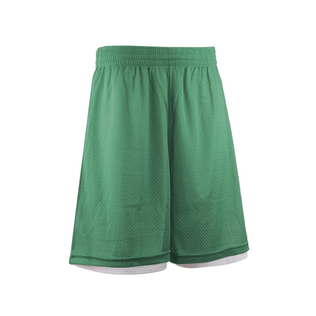 TOPTIE Men's 7" Reversible Basketball Shorts Long Mesh Sports Shorts Double Sided-Green/White-XXL