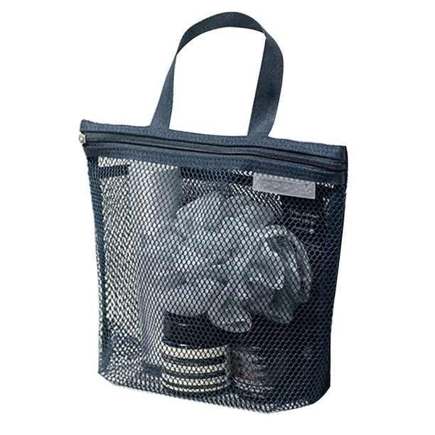 Neceser de malla con asa portátil y cremallera, de secado rápido, resistente, para ducha, viaje, organizador de maquillaje