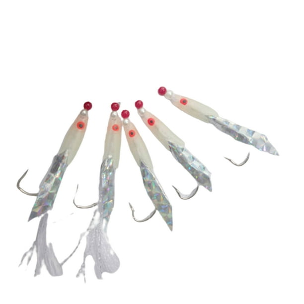 Trayknick 5Pcs Mackerel Feathers Bass Cod Lure Sea Fishing Rigs Tackle  Helpful Tool 