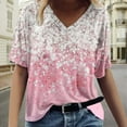 thumbnail image 2 of Jophufed Fashion Woman Causal V-Neck Printing Blouse Short Sleeve T-Shirt Summer Tops Gifts, 2 of 5
