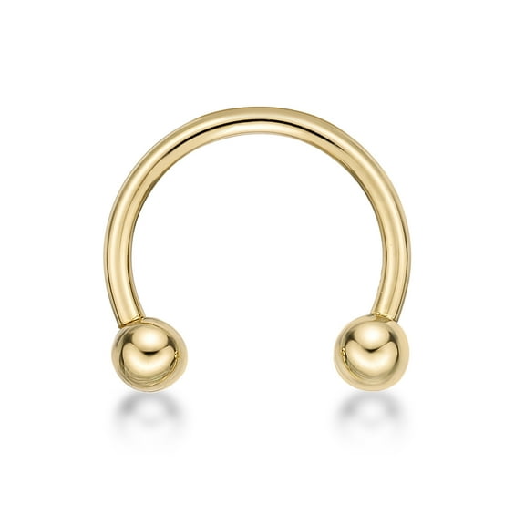 16 Gauge 14K Yellow Gold Circular Barbells Horseshoe Eyebrow Ring, 3/8