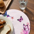 thumbnail image 3 of Pink Flower Round 13 Inch Placemats Set of 6, Spring Floral Butterflies Birds Elegant Pastoral HeatResistant Non Slip Place Mats for Dining Table, Wipeable Braided Kitchen Table Mats for Housewarming, 3 of 9