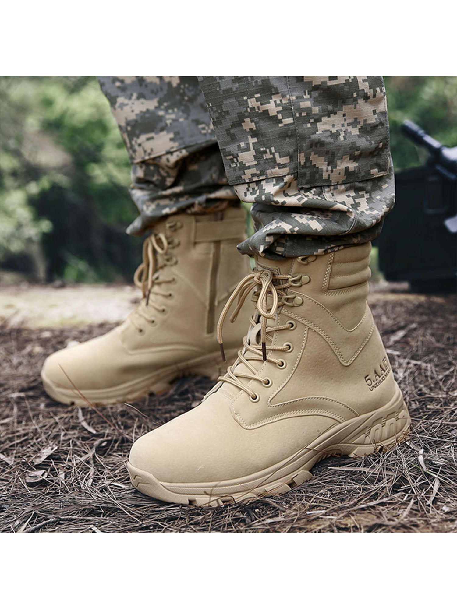 Men’s Tactical Boots Lightweight Combat Boots Durable Suede Leather and Rubber Sole Military Work and Desert Boots 