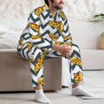 thumbnail image 5 of Mens Pajamas Set, Cute Pizza Wavy Lines Button Down Long Sleeve Loungewear Sleepwear Pjs sets for Men, 5 of 5