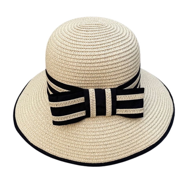 Sombrero de paja con lazo para mujer, de 56 a 58 cm de circunferencia, para verano, para playa, para salir a la playa
