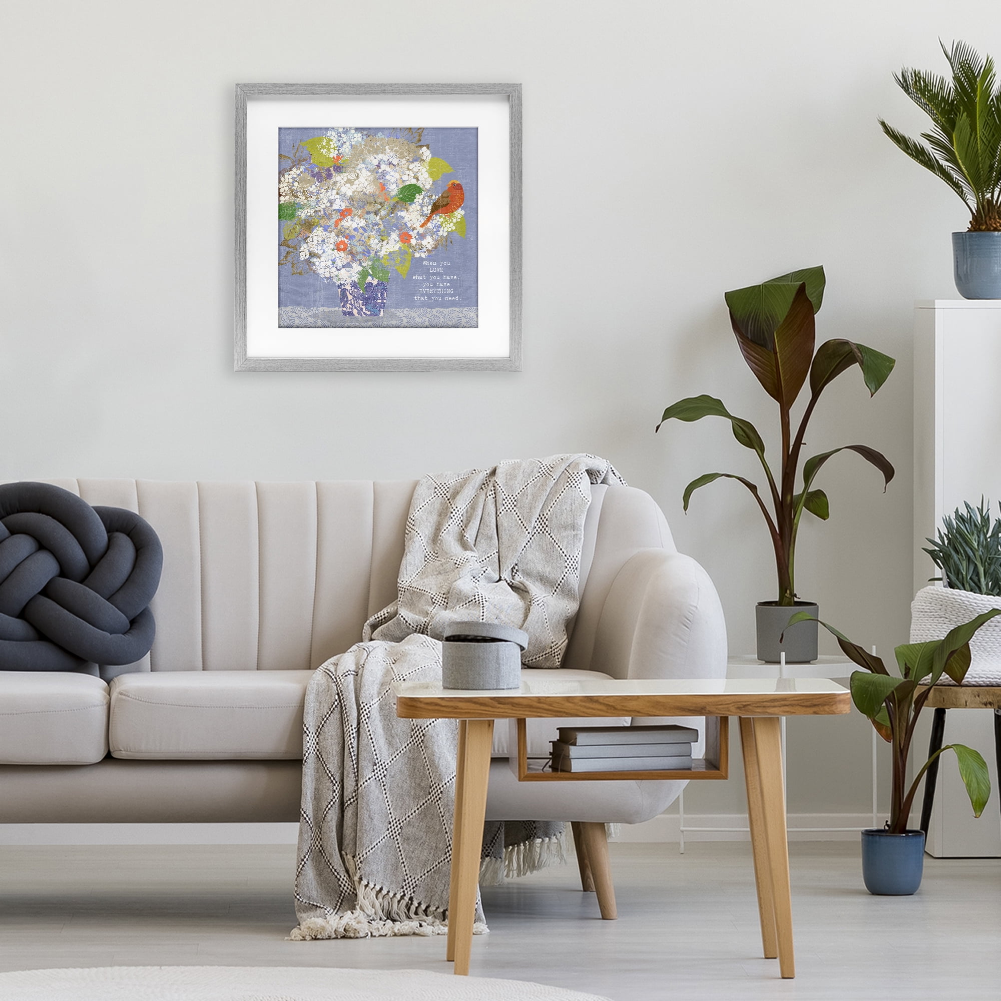Stupell Industries Floral Inspiration On Love Gray Framed Print Under Glass, design by Suzanne Nicoll