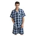 thumbnail image 2 of GLOBAL Men’s Cotton Short Sleeve and Shorts Yarn Pajama Set, Summer Soft Classic Plaid Loungewear with Pockets, Sizes XXL, 2 of 6