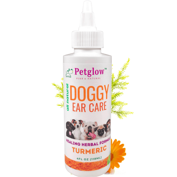 Petglow Natural Dog Ear Medicated drops for Yeast Natural Herbal Dog Ear solution, 4 fl Oz