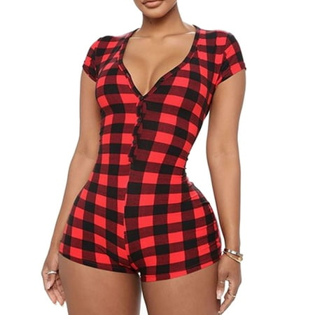 

Douhoow Women Pajamas One-piece Sleepwear Slim Playsuit Summer Nightwear Homewear