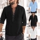 thumbnail image 4 of Blusa informal de lino y algodón para hombre, camisa holgada de manga larga, ideal para primavera y otoño, novedad de 2023, 4 of 4