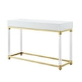 thumbnail image 4 of Ebbe White/Gold Console Table - High Gloss Finish, Acrylic Legs, Stainless Steel Base, 2 Drawers, 4 of 9