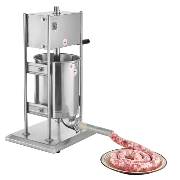 10L / 22LB Stainless Steel Vertical Sausage Stuffer, 2-Speed Manual Meat Filling Machine with 5 Stuffing Tubes, Ideal for Home Kitchen & Commercial Use