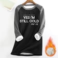 thumbnail image 2 of lcziwo Pullover Sweatshirts for Women Thick Fleece Lined Sweater Tops Letter Graphic Print Pullover Warm Winter Loungewear, Black, M, 2 of 6