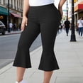 thumbnail image 2 of UAMVSH Plus Size Capris for Women Ruffle Hem High Waisted Flare Leggings Casual Butt Lifting Yoga Workout Cropped Pants, 2 of 6
