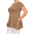 thumbnail image 2 of Women's Casual Solid Color Short Sleeve Tunic Top With Pockets, 2 of 5