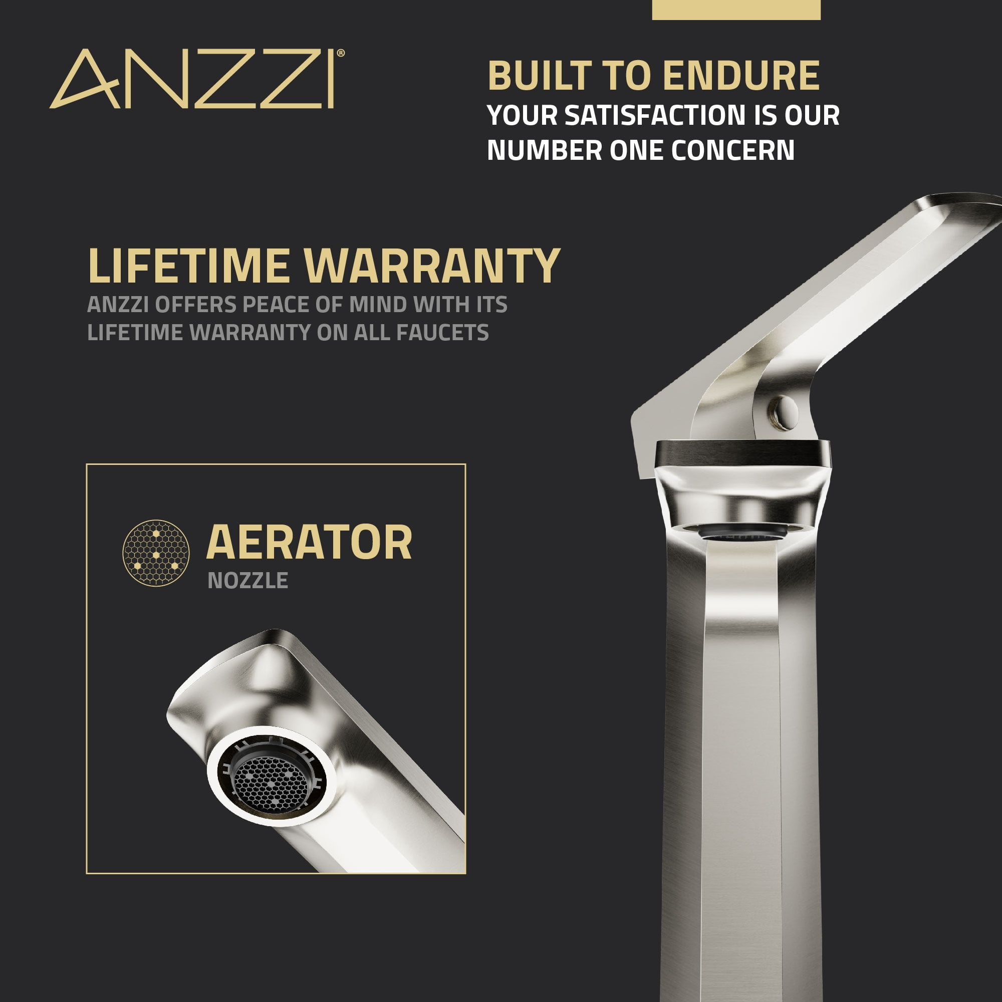 ANZZI Single Handle Single Hole Bathroom Vessel Sink Faucet With Pop-up Drain in Brushed Nickel