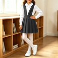 thumbnail image 3 of School Uniform Dresses Girls Pleated V Neck Casual Jumper Ruffle Sleeveless Cute Overall Dress Gray, Size 2 Y, 3 of 7