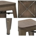 thumbnail image 3 of Lacoo 24'' Indoor Outdoor Stackable Industrial Square Wood Top Modern Metal Bar Stool, Set of 4, Gun, 3 of 7