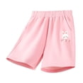 thumbnail image 3 of Girls Summer Casual Shorts Elastic Waist Cartoon Heart Rabbit Floral Print Bermuda Shorts Soft Knit Lightweight Kids Sports Shorts(Pink1,3-4 Years), 3 of 6