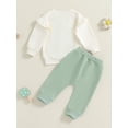 thumbnail image 4 of SUNSIOM Baby Girl Fall Clothes Floral Embroidered Long Sleeve Ruffled Sweatshirt Drawstring Pocket Long Pants Winter Outfit, 4 of 7