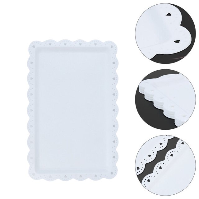 OULII 2pcs Cake Plate Decoration White Rectangular Plates Space-saving for People Moving into a New House
