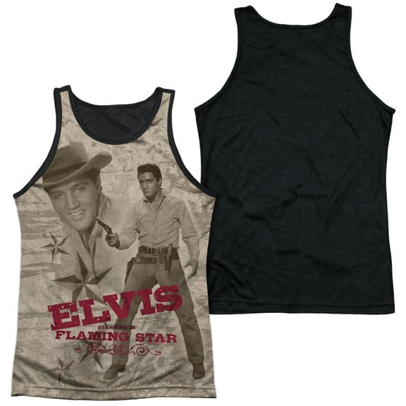 Elvis Presley Flaming Star Sublimated Tank Top White/Black