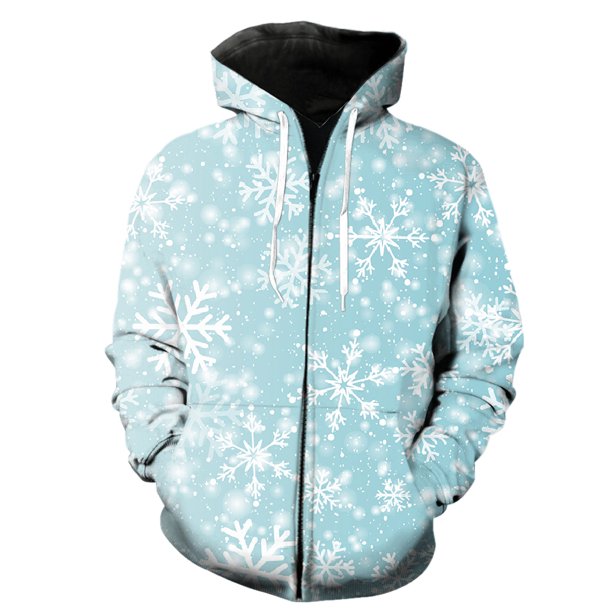 Sudadera con capucha y cremallera para hombre, con estampado de copos de nieve de invierno, divertida, de manga larga, estilo urbano, de gran tamaño, genial, gran oferta 2024, unisex, para primavera y