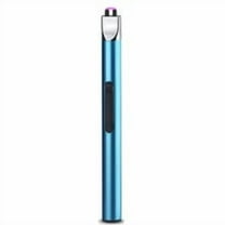 USB Rechargeable Plasma Arc Lighter Windproof Electric for Candles Cigarettes Camping BBQ Hiking Indoor Outdoor Use with Battery Indicator Auto Shut Off Gift for Adults (Blue)