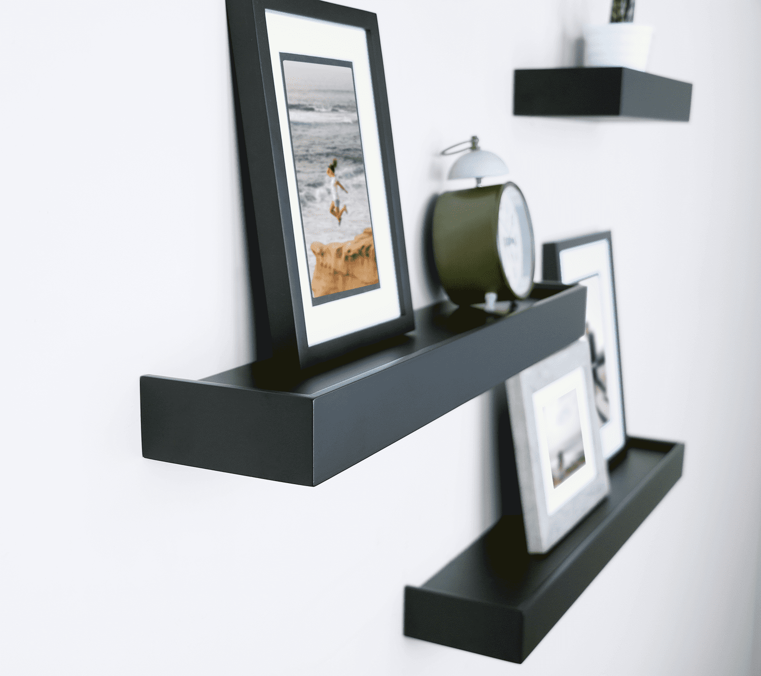 Ballucci Modern Floating Shelves, Set of 4 Wood Wall Mount Shelves, Black