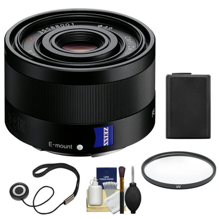 Sony Alpha E-Mount Sonnar T* FE 35mm f/2.8 ZA Lens with NP-FW50 Battery + Filter + Kit for A7, A7R, A7S Mark II, A5100, A6000, A6300