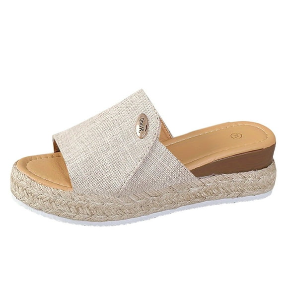 NOKIO Clearence Women's Rope Detail Platform Sandals Fish Mouth Design Wedge Heel Summer Casual Shoes Non-Slip Thick Sole Lightweight Beach Walking Slippers