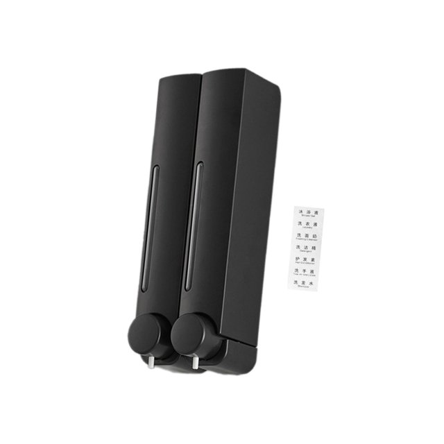 Dispensador de jabón de pared, dispensador de loción para baño, restaurante, inodoro Cabeza doble negra