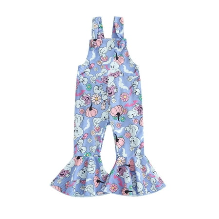 

Bagilaanoe Toddler Baby Girl Halloween Jumpsuits Sleeveless Flower Pumpkin Print Romper Overalls 6M 12M 18M 24M 3T 4T Kids Long Flared Pants Casual Outfits