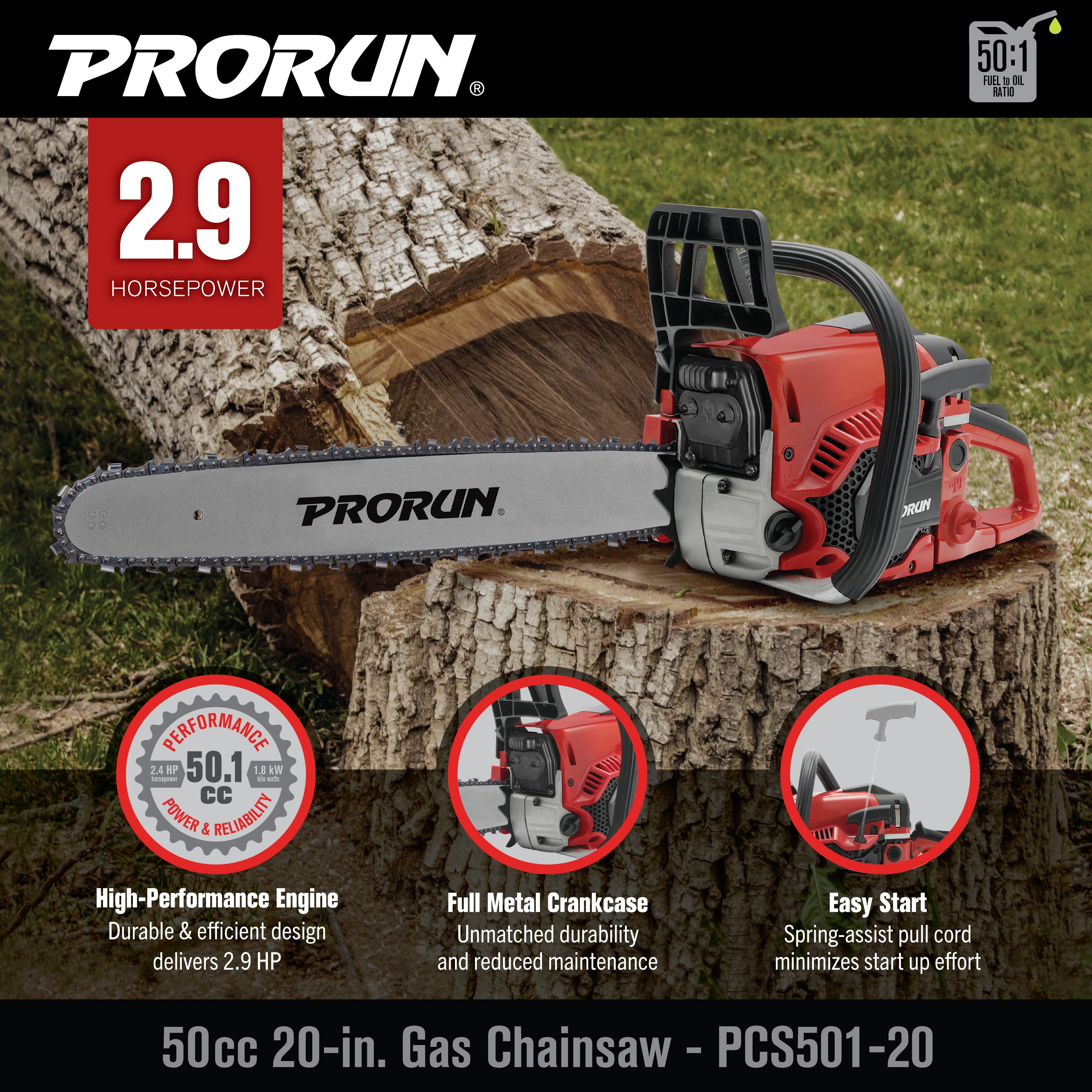 PRORUN 20-IN GAS POWER CHAINSAW PCS501-20