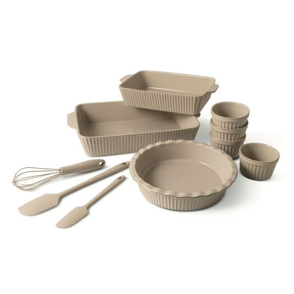 Thyme & Table 10-Piece Ceramic Bakeware Set - Taupe