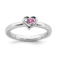 thumbnail image 2 of Created Pink Sapphire Sterling Silver Heart Ring, 2 of 9