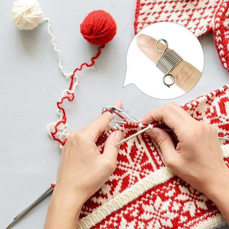 Uide Ring Sterling Silver,Norwegian Knitting Thimble,Finger Guide  Yarn,Dedal Crochet 2Pcs Stainless Steel Coiled Knitting Thimble Guide  Finger Ring
