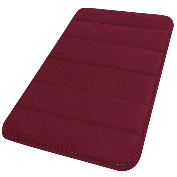Unique Bargains Solid Contemporary Memory Foam Bath Rug Burgundy 24"x16"