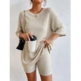 thumbnail image 6 of Womens Two Piece Lounge Sets Long Sleeve Knit Pullover Tops Wide Leg Pants Fall Pajamas Sets, 6 of 7