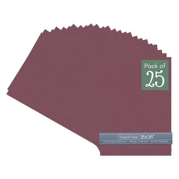 Raspberry Red 26x36 Uncut Art Mat Board - No Opening - 25 Mats